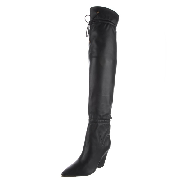 Tory Burch Black Leather Over-The-Knee Boots - Picture 3 of 5
